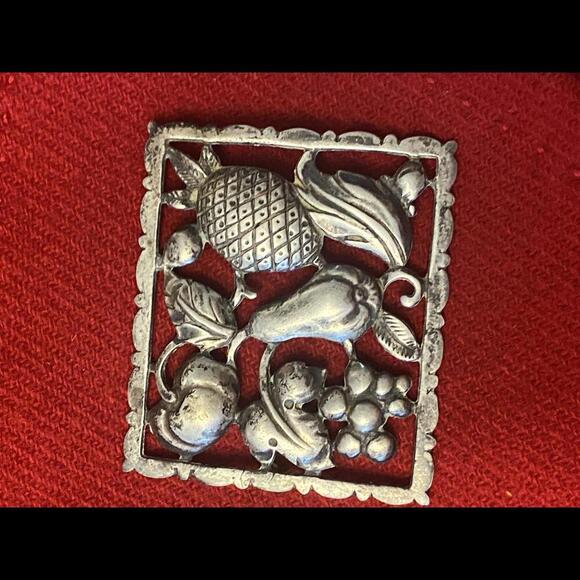Vintage Sterling Silver Fruit Motif Pendant - Picture 3 of 7